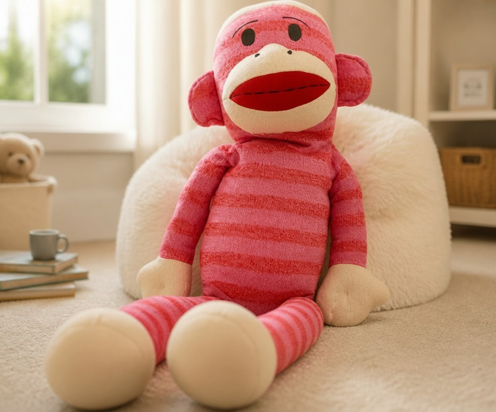 Giant 40" Maxx Sock Monkey Plush Stuffed Animal Red Stripes Street Players 2012